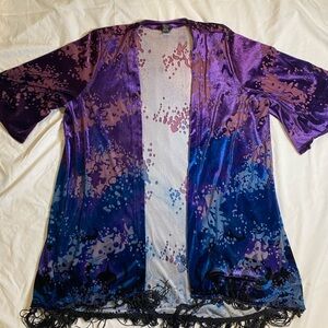 Disney Aladin Velvet Fringe Cardigan Kimono Open Front 3/4 Sleeve Women's SizeSM
